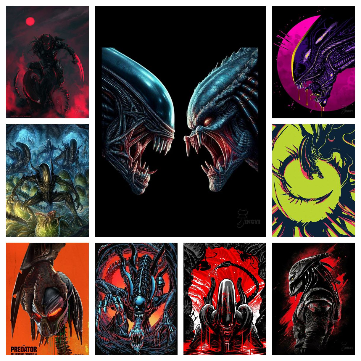 Embroidery Vs Stitching - Lukisan Berlian Karakter Alien vs Predator