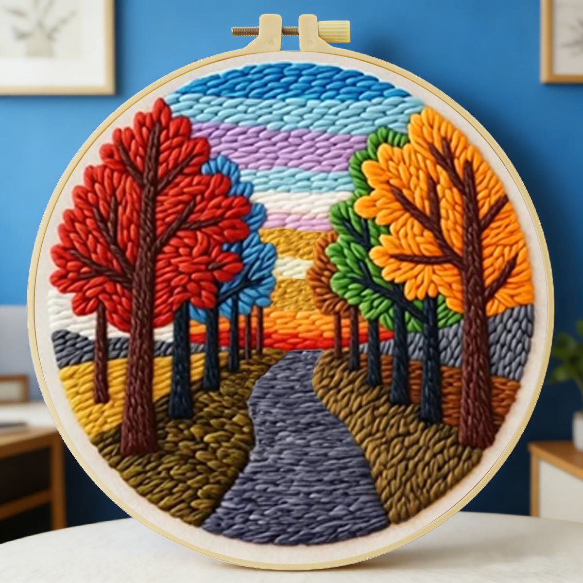 Printed Embroidery Kit - Set Kit Sulaman Jarum Punch Pemandangan