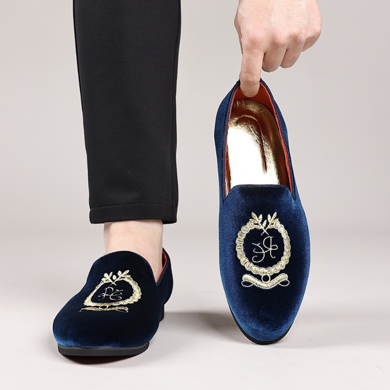 Embroidery On Leather - Sepatu Kasual Bordir Kulit Suede Pantofel