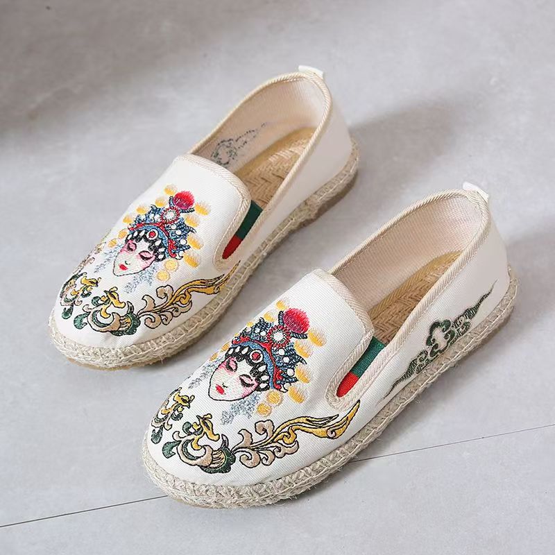 Embroidery Cloth - Sepatu Wanita Sol Datar Bordir Kain