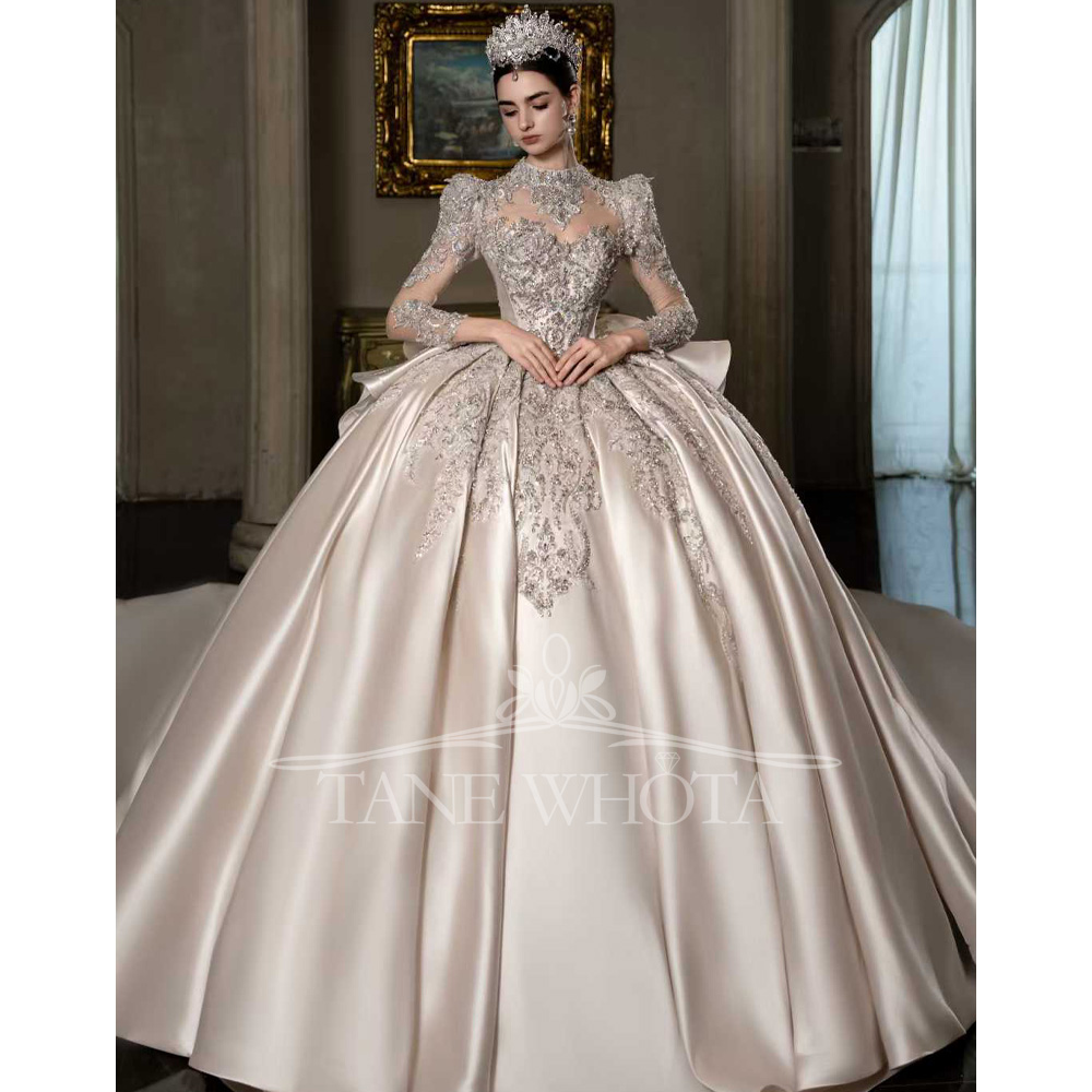 Embroidery Rose - Gaun Pengantin Mewah Warna Pink Mawar
