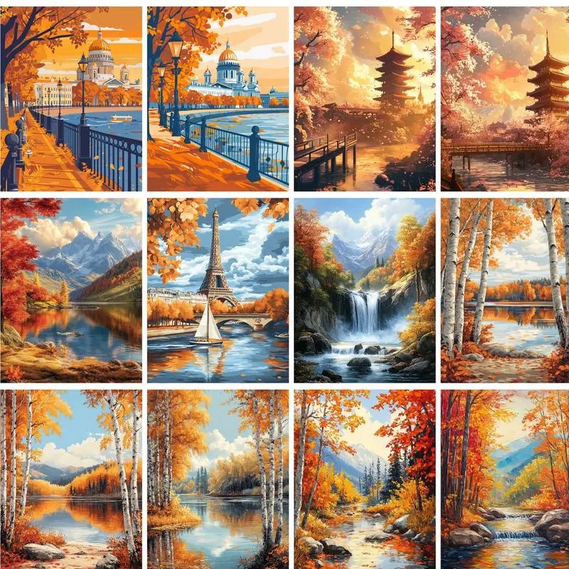 Embroidery Art Painting - Lukisan Dengan Angka 40x50cm Di Atas
