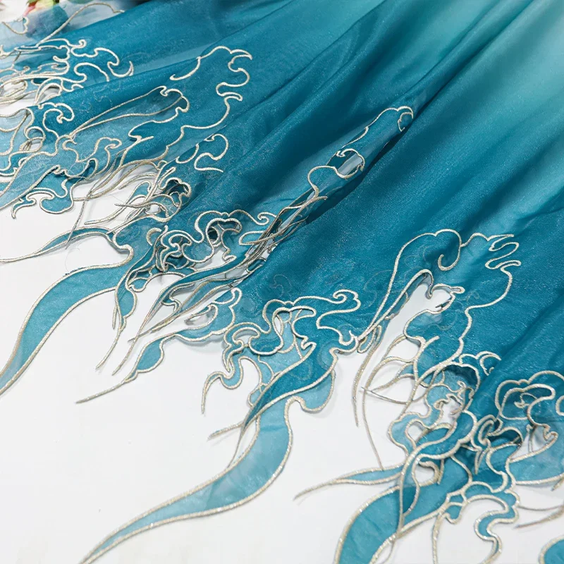 Embroidery Cloth - Kain Gradasi Daun Teratai Bordir Gaya