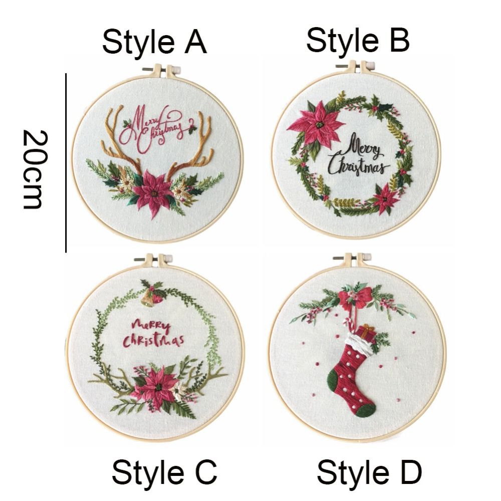 Embroidery Xmas Kits - Perlengkapan Sulaman Natal DIY, Set Sulaman