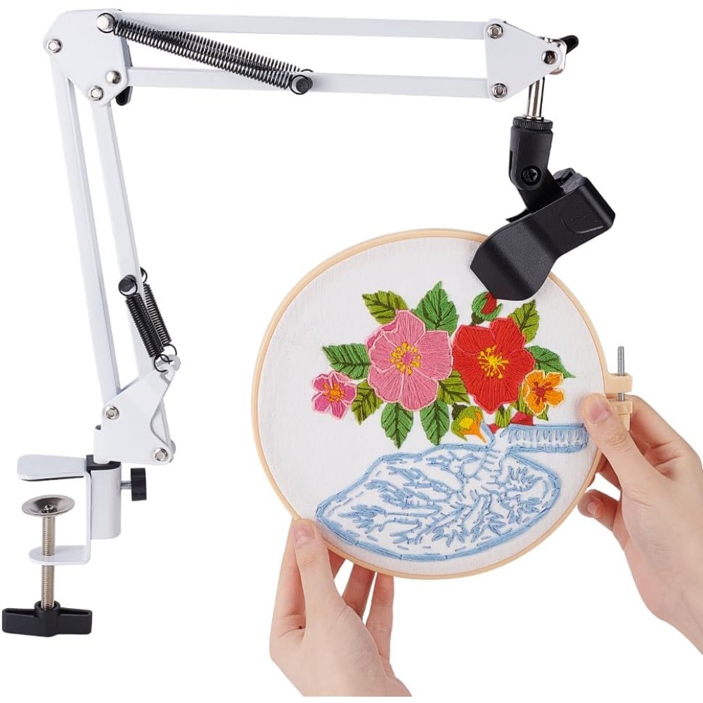Embroidery Hoop Stand - Kit dudukan meja bordir putih tegakan