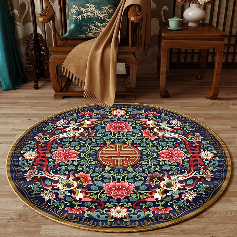 Embroidery Online Designs - Karpet Bulat Desain Bunga Gaya Cina
