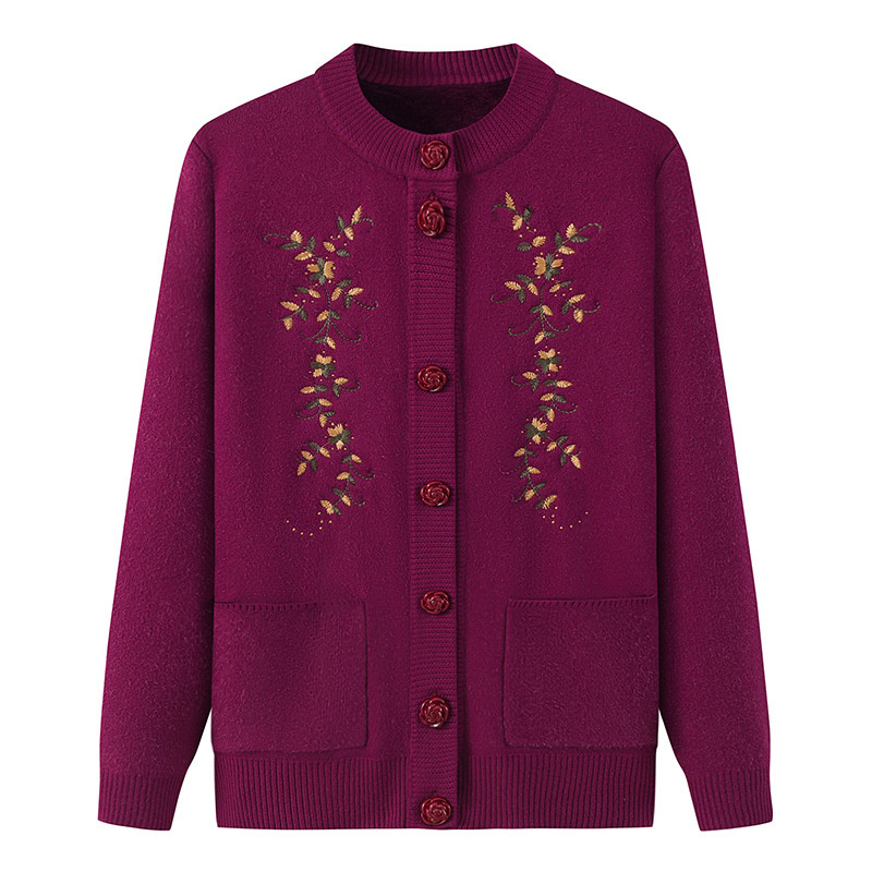 Embroidery Thread Yarn - Mantel Kardigan Rajutan Wanita Usia Menengah