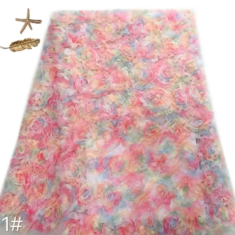 Embroidery Rose - Kain Renda Bunga Mawar Sifon 3d