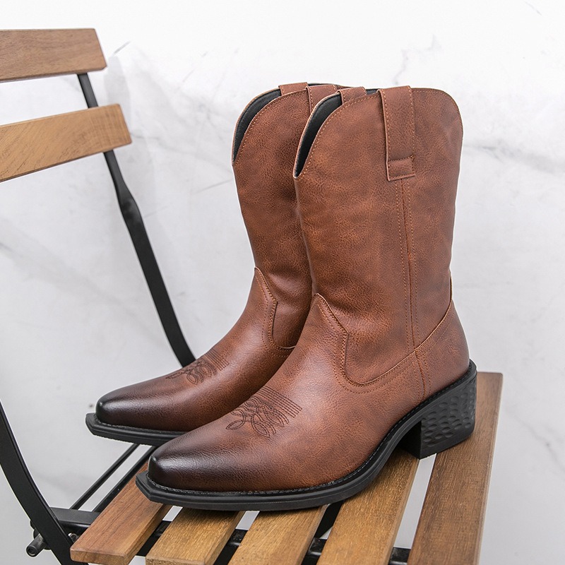 Embroidery On Leather - Sepatu Bot Pria Bordir Klasik Sepatu