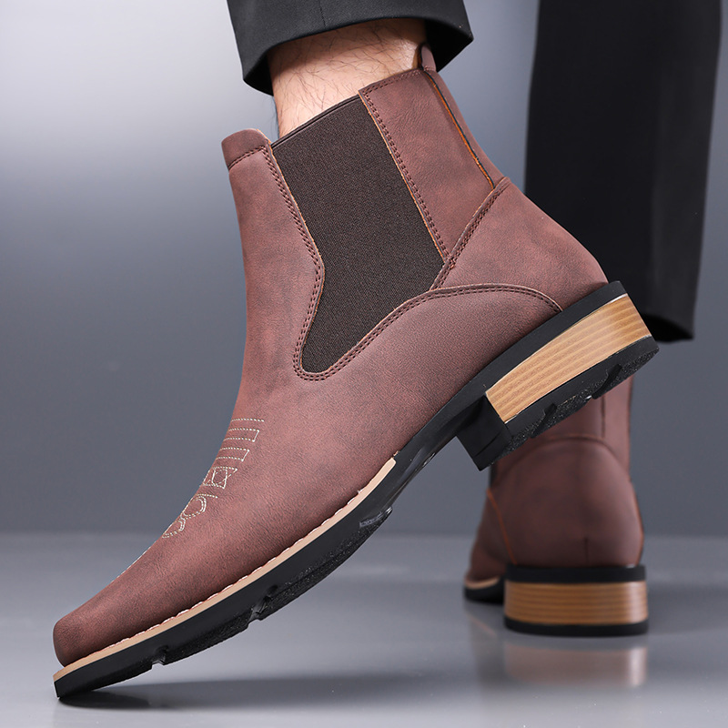 Embroidery On Leather - Sepatu Chelsea Pria Berkualitas Tinggi, Sepatu