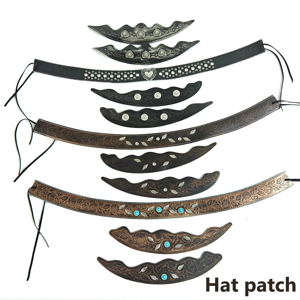 Embroidery On Leather - Pita Topi Kulit Barat Vintage, Patch
