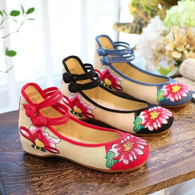 Embroidery Cloth - Sepatu Kain Bordir Wedges Wanita Sepatu