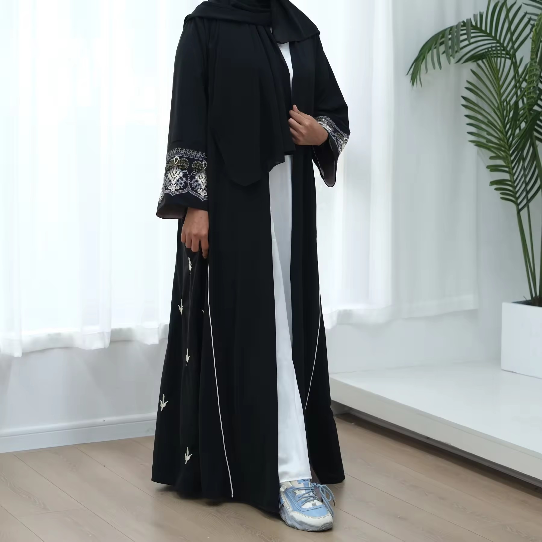 Embroidery Kebaya - Kimono bordir mode baru jubah Muslim