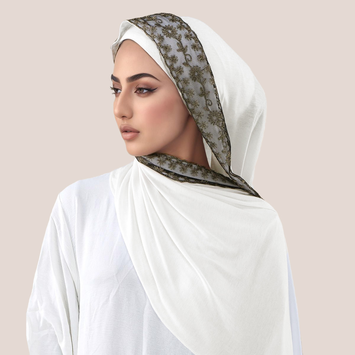 Hijab Muslim Jersey Katun Bord - Embroidery Jersey ulasan dan harga