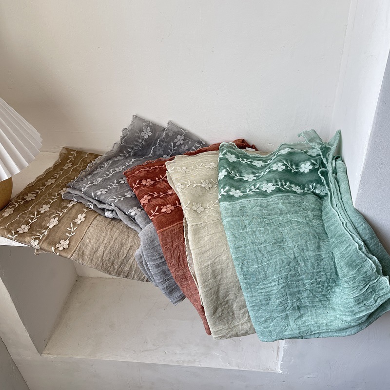 Selendang Katun Linen dengan R - Embroidery Jersey ulasan dan harga