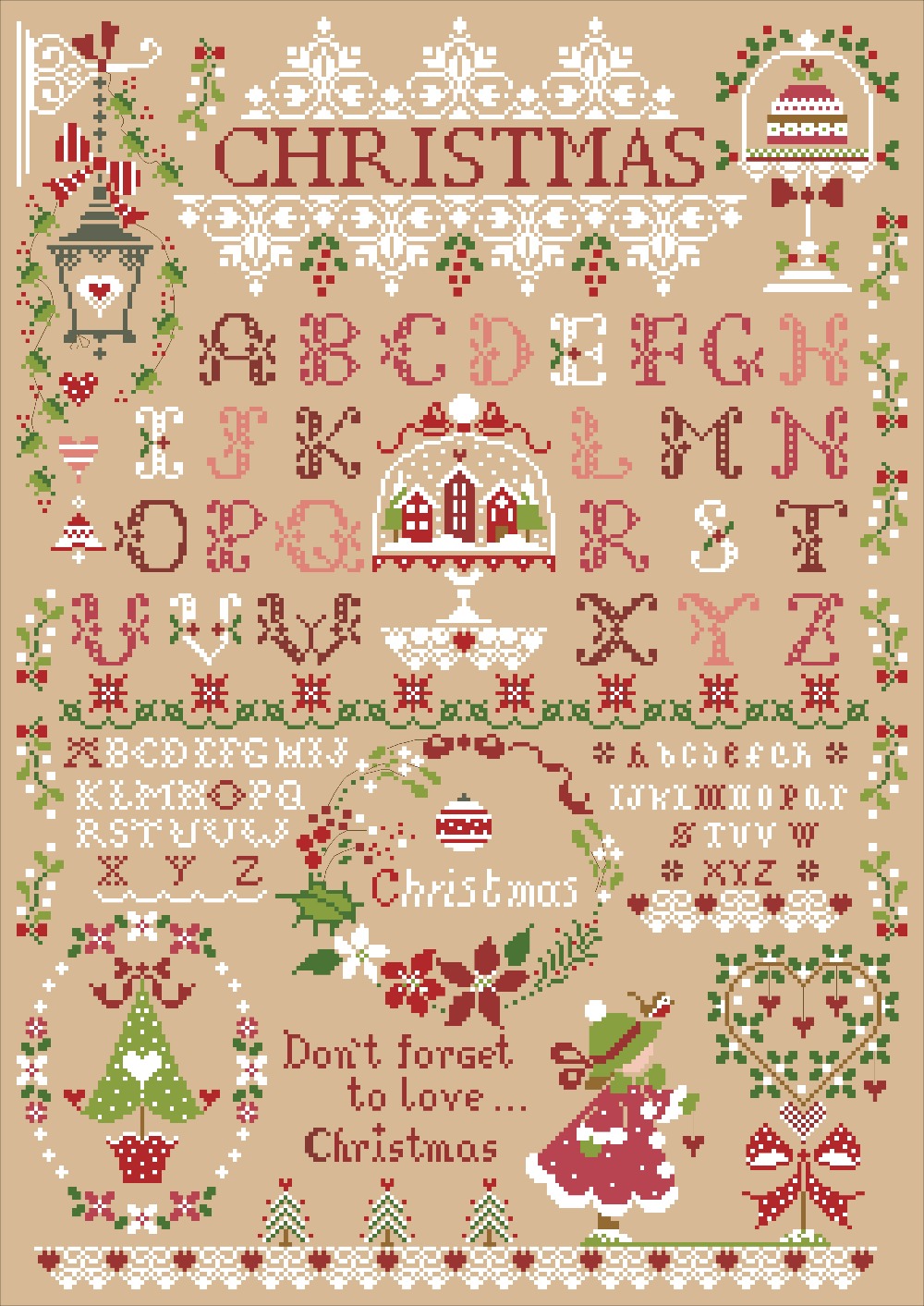 Kit jahit silang gadis Natal h - Embroidery Xmas Kits ulasan dan harga