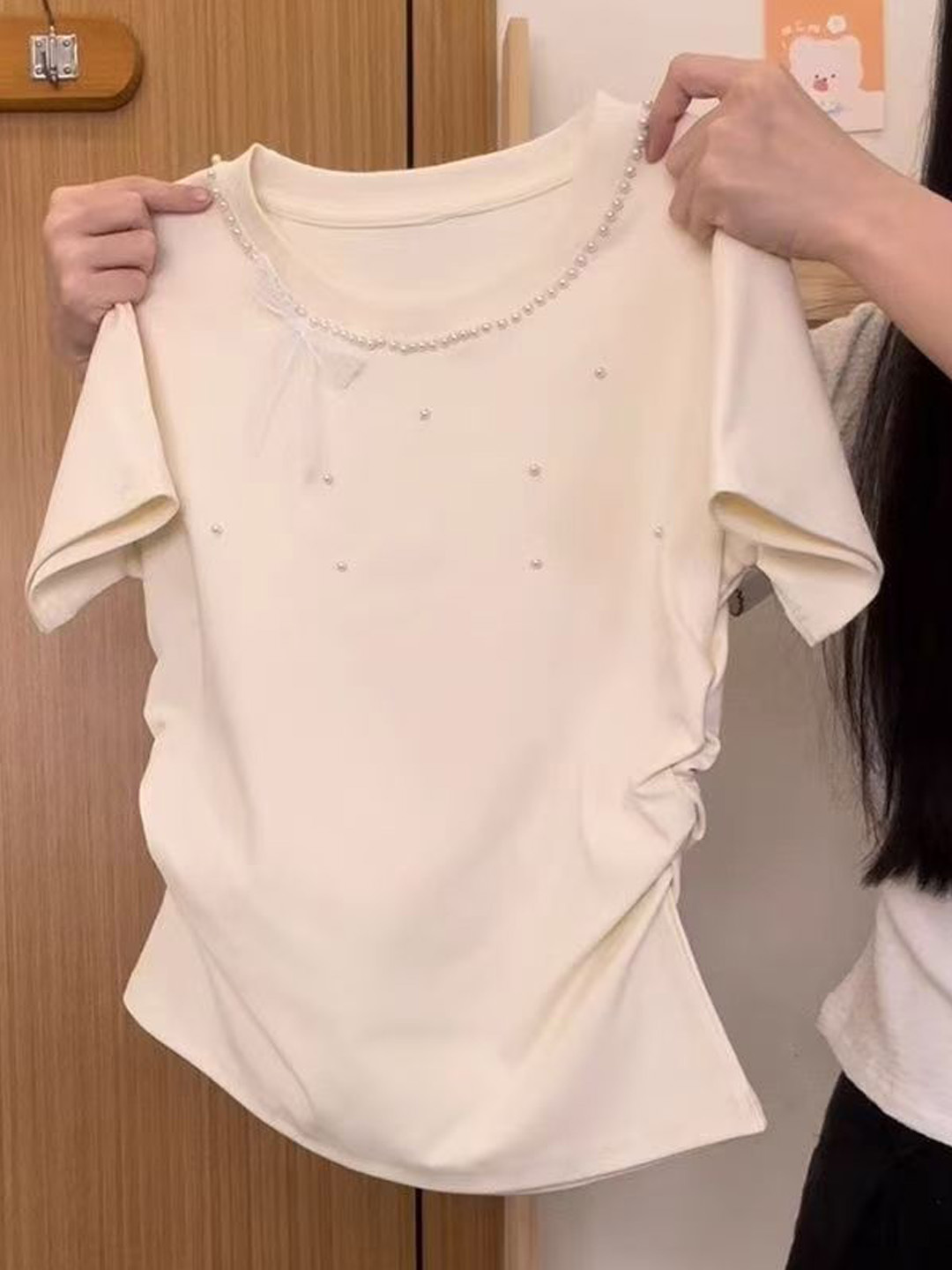 Kaos Wanita Kerah Bulat Lengan - Embroidery Knot ulasan dan harga