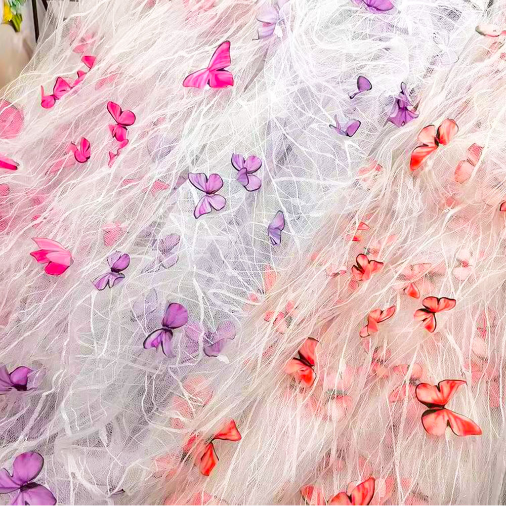 1 Yard Kain Jaring Renda Kupu- - Embroidery Cloth ulasan dan harga