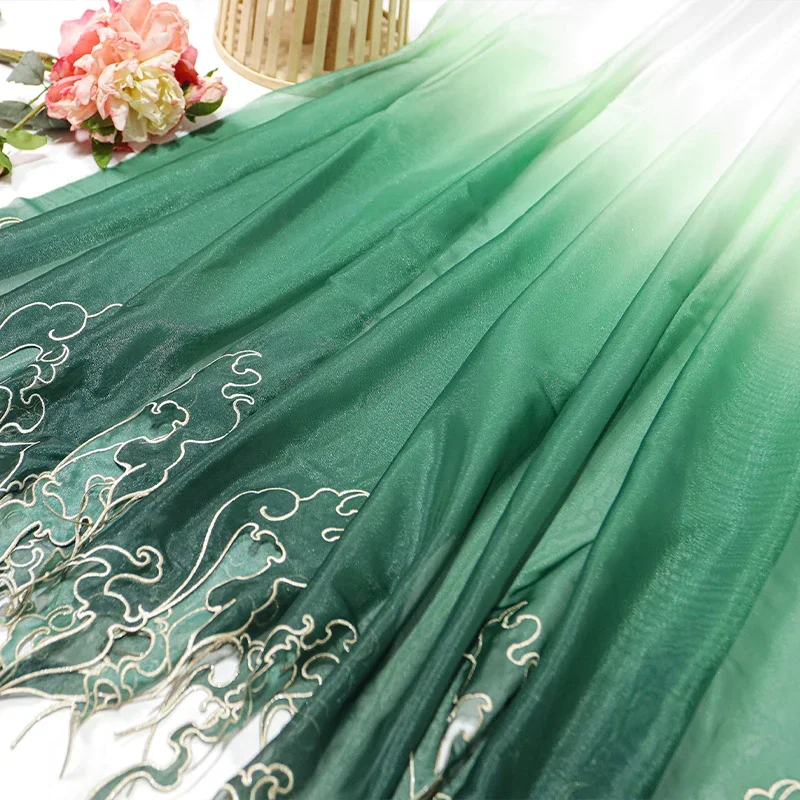 Kain Gradasi Daun Teratai Bord - Embroidery Cloth ulasan dan harga