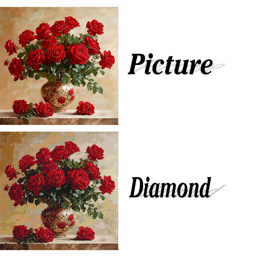 Lukisan Berlian Mawar Full Squ - Embroidery Rose ulasan dan harga