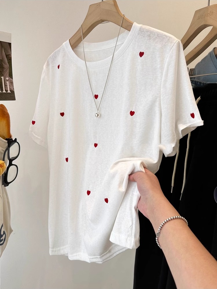 Kaos Wanita Lengan Pendek Bord - Embroidery Love ulasan dan harga