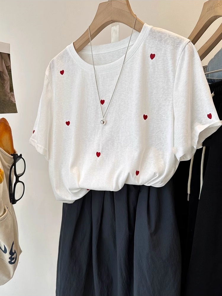 Kaos Wanita Lengan Pendek Bord - Embroidery Love ulasan dan harga