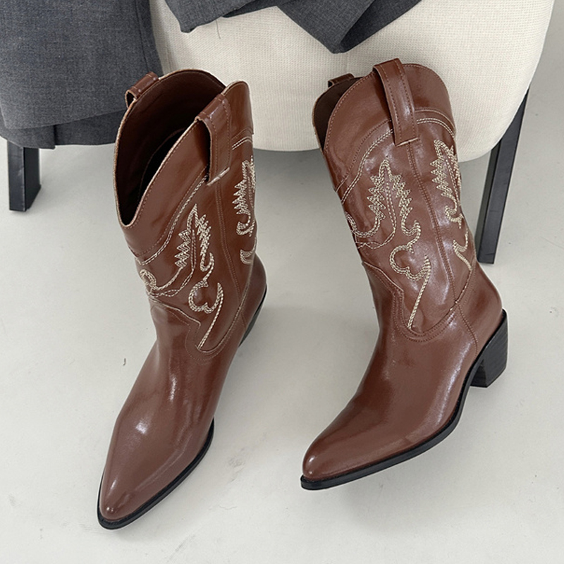 Liyke Sepatu Bot Barat Kulit M - Embroidery On Leather ulasan dan harga