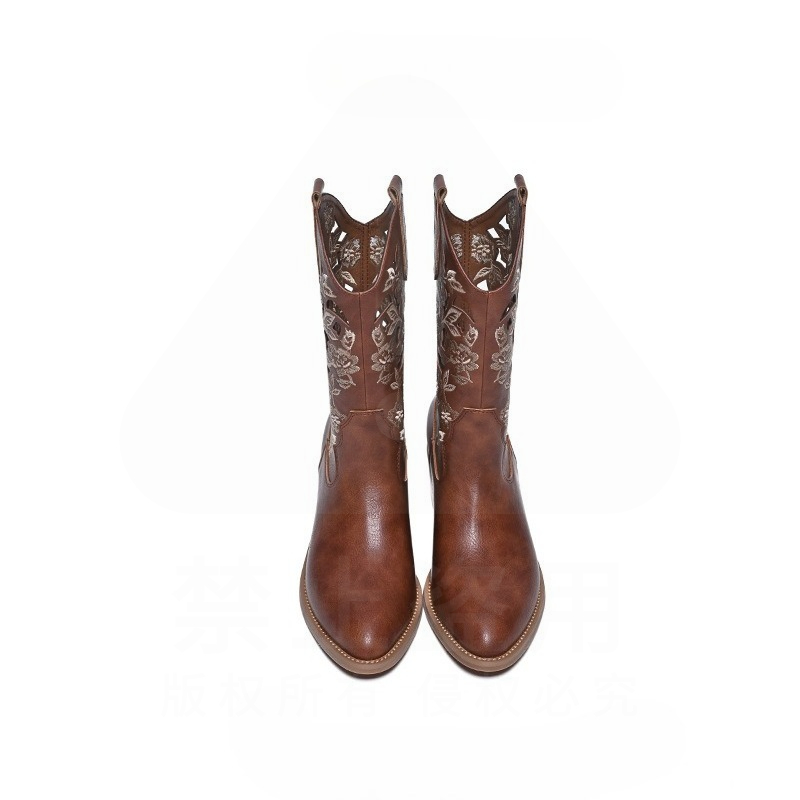 Sepatu Wanita Retro Sepatu Bot - Embroidery On Leather ulasan dan harga