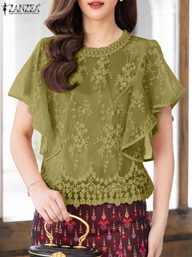 ZANZEA Blus Bordir Wanita Atas - Embroidery Jersey ulasan dan harga
