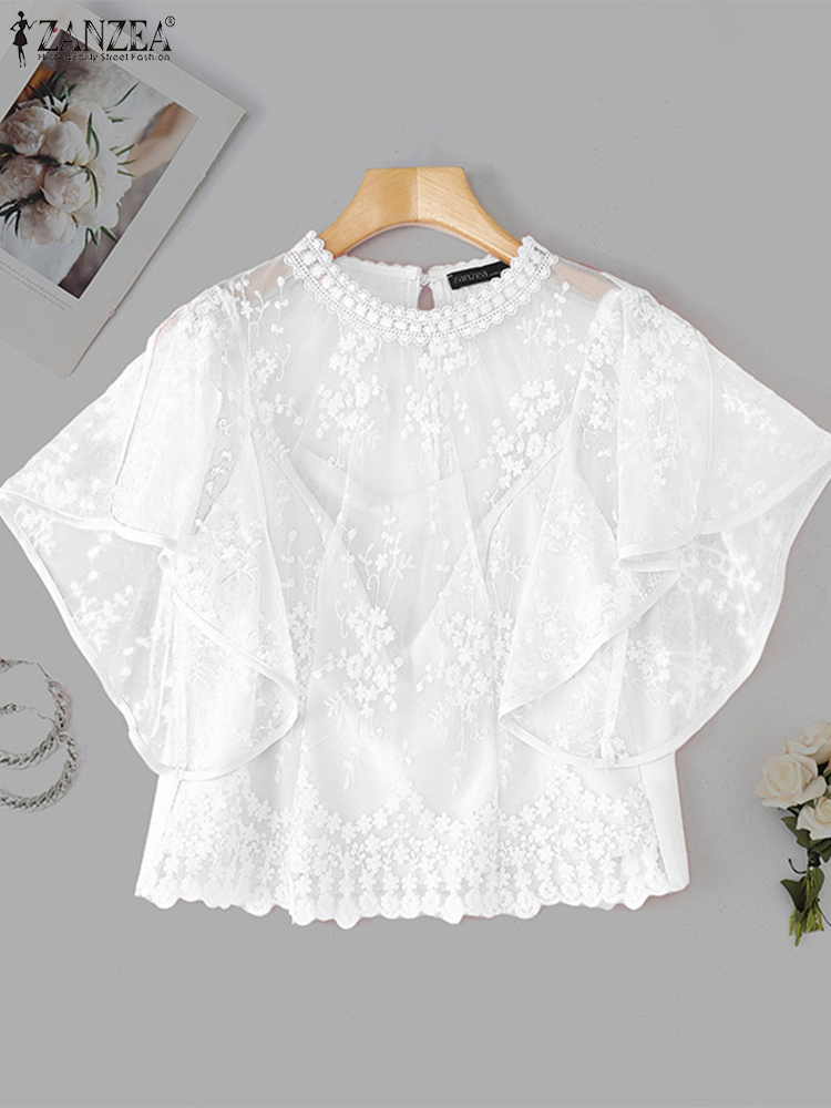 ZANZEA Blus Bordir Wanita Atas - Embroidery Jersey ulasan dan harga