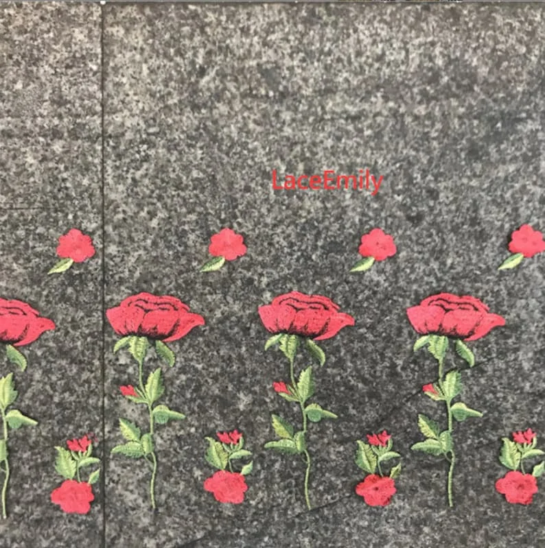 Kain Renda Mawar Merah Bordir  - Embroidery Rose ulasan dan harga