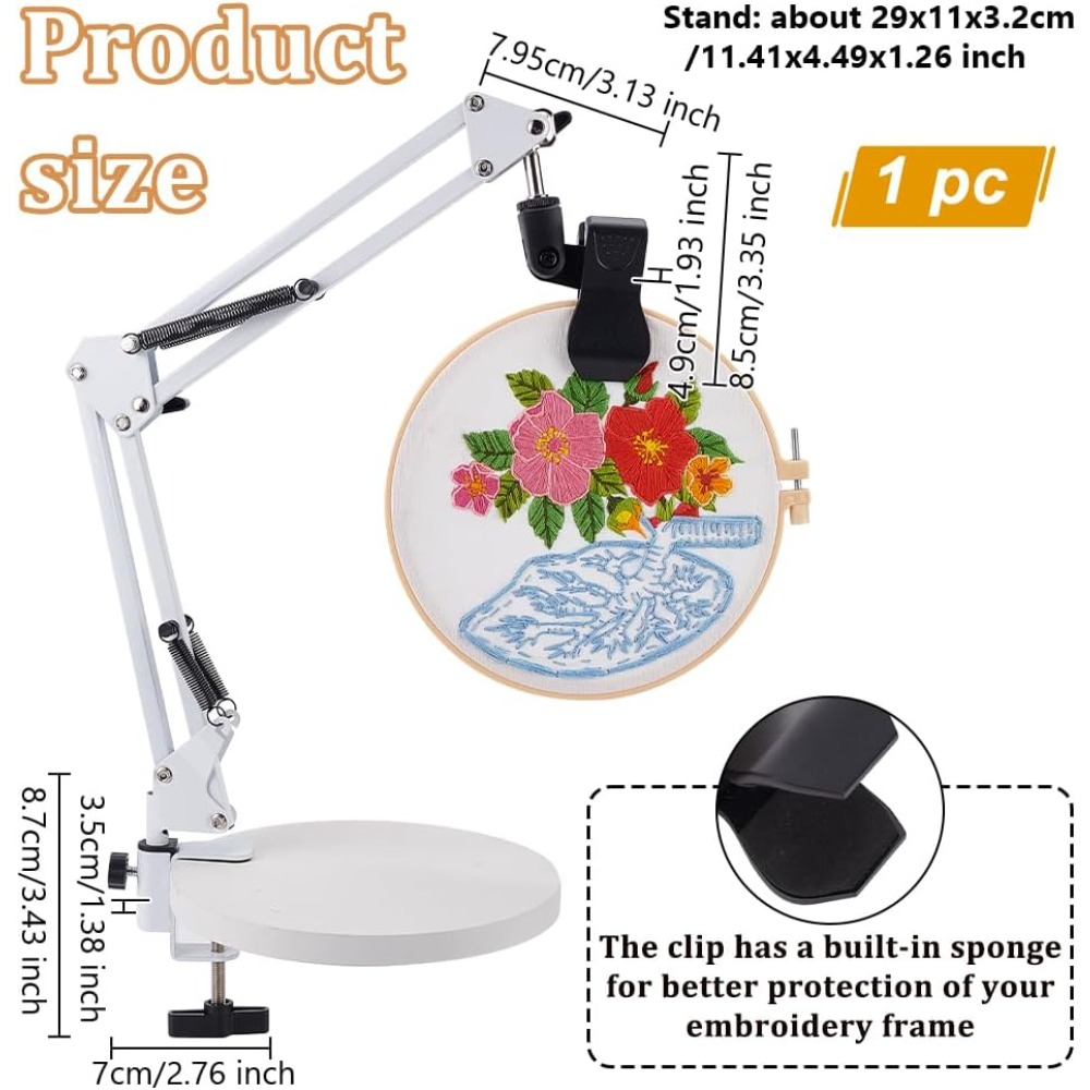 Kit dudukan meja bordir putih  - Embroidery Hoop Stand ulasan dan harga