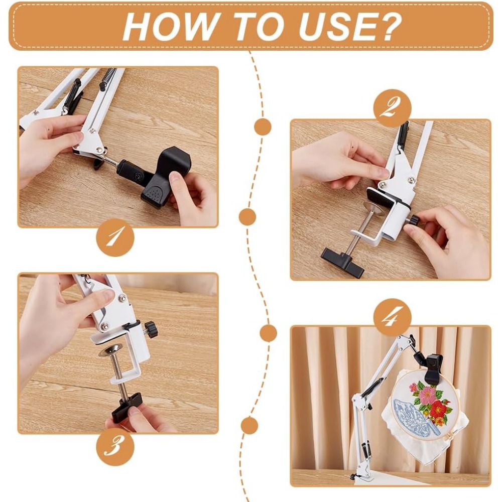 Kit dudukan meja bordir putih  - Embroidery Hoop Stand ulasan dan harga
