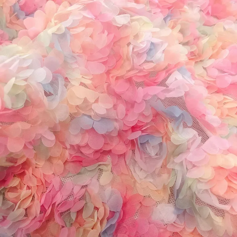 Kain Renda Bunga Mawar Sifon 3 - Embroidery Rose ulasan dan harga