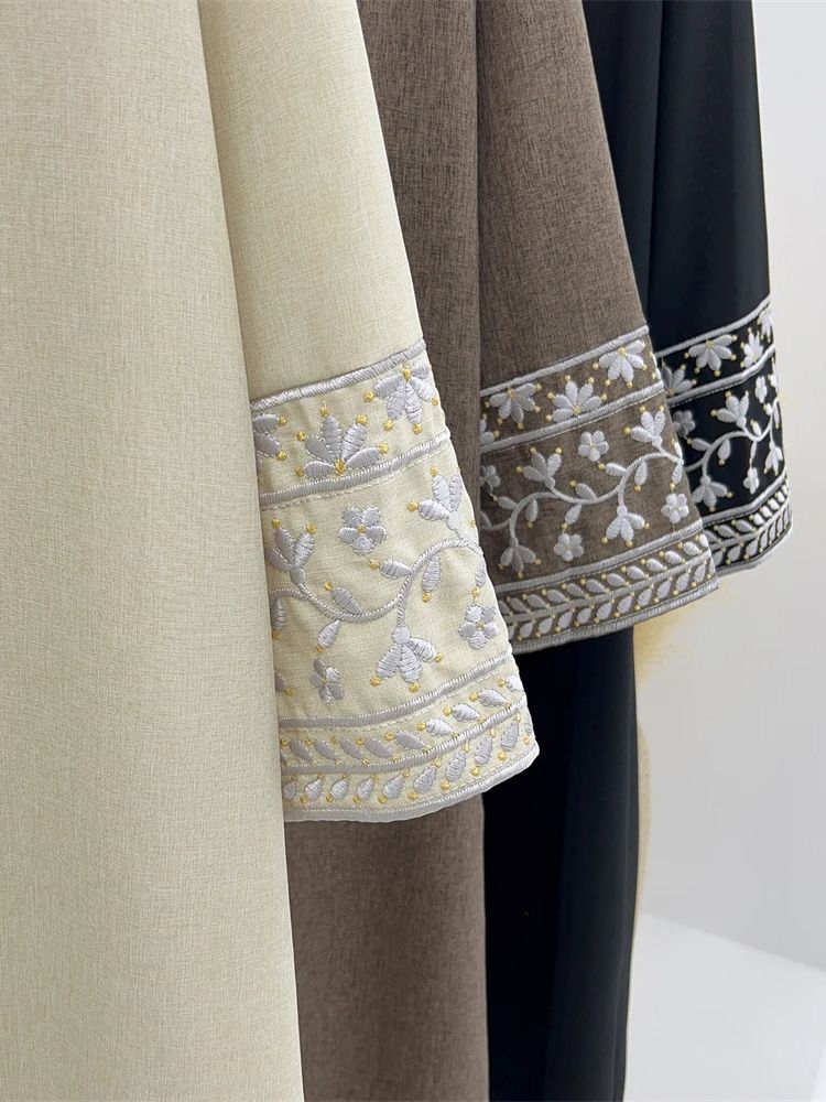 Bunga Linen bordir Abaya 2024  - Embroidery Kebaya ulasan dan harga