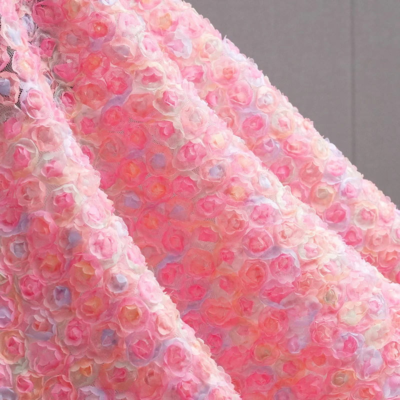 Kain Bordir Bunga 3D Warna-war - Embroidery Rose ulasan dan harga