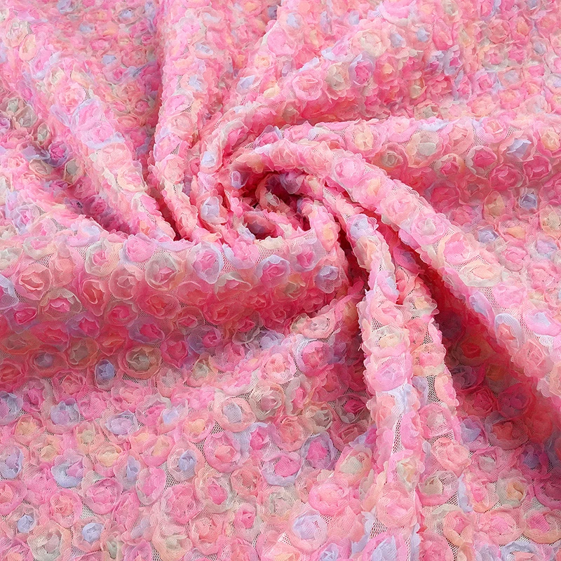 Kain Bordir Bunga 3D Warna-war - Embroidery Rose ulasan dan harga